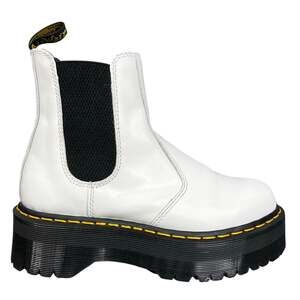 Dr. Martens Women’s 2976 Quad White Leather Platform Chelsea Boot Size 7